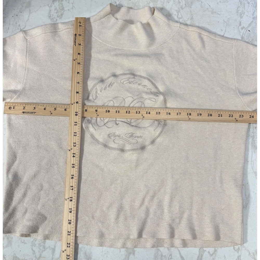 Maeve Mock Neck Sweater Womens Small Cream Excellent Embroidered Crest Paris - Picture 5 of 5